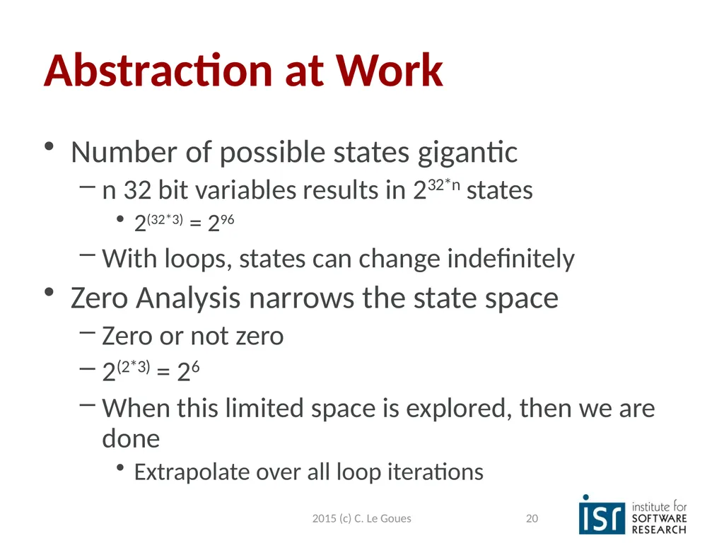 Static Analysis, part 2 Claire Le Goues 2015 (c) - slide 20 of 63