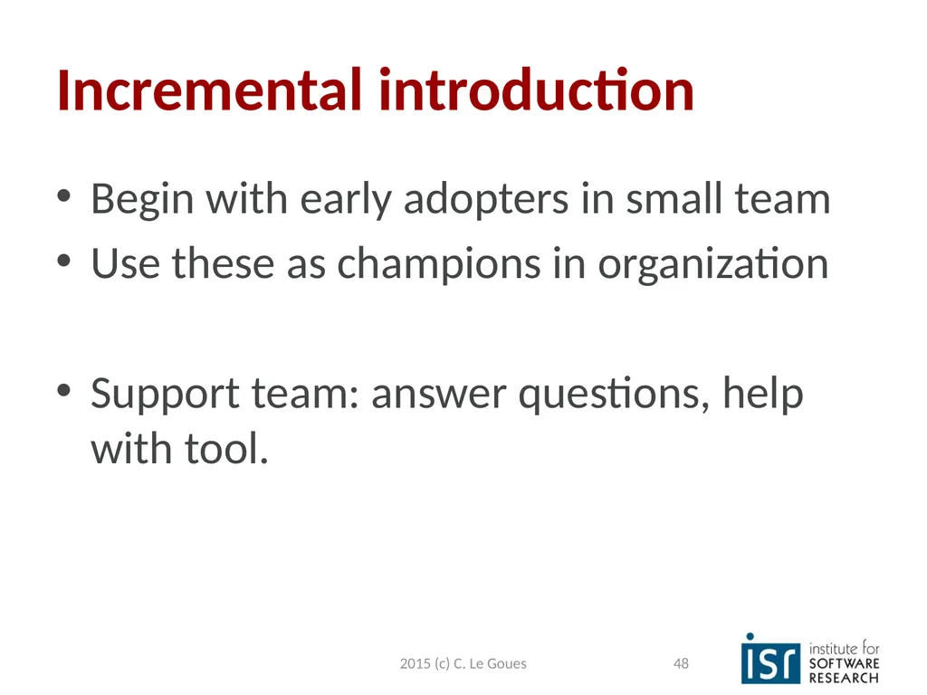 Static Analysis, part 2 Claire Le Goues 2015 (c) - slide 48 of 63