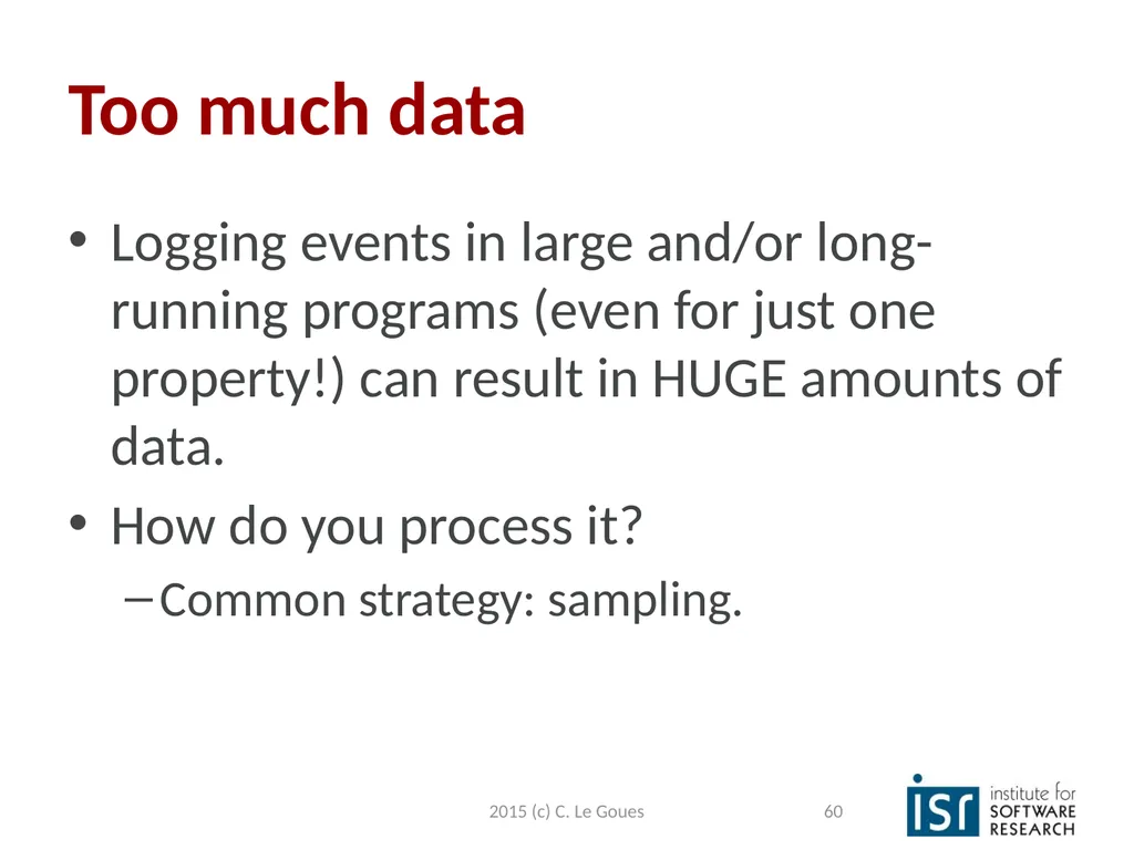 Static Analysis, part 2 Claire Le Goues 2015 (c) - slide 60 of 63