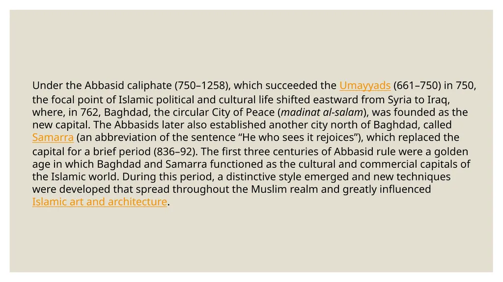 The Art of the Abbasid period Introduction The - slide 3 of 22