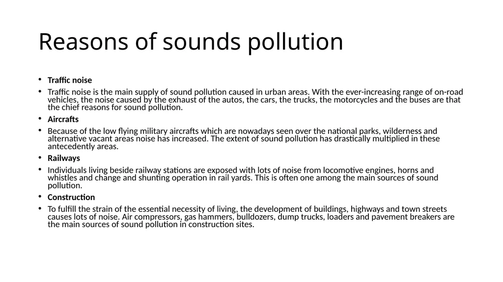 Sound or Noise Pollution (Environmental & social - slide 4 of 14