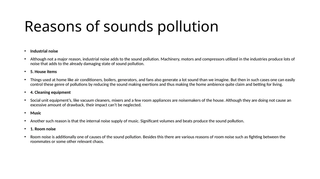 Sound or Noise Pollution (Environmental & social - slide 5 of 14