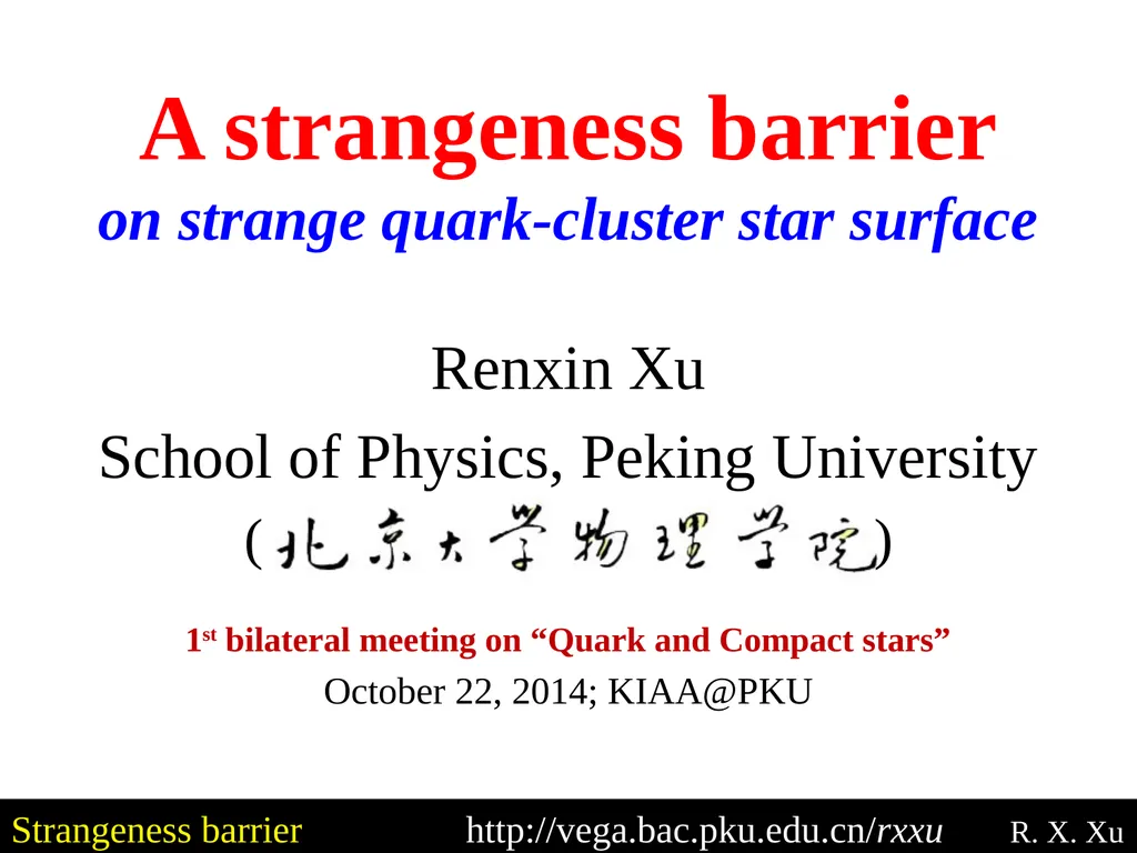Strangeness barrier - slide 1 of 22