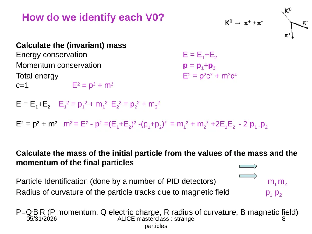L ®p-p K0s→ p+p- Ξ-→π-Λ→ π- p π- ALICE masterclass - slide 8 of 15