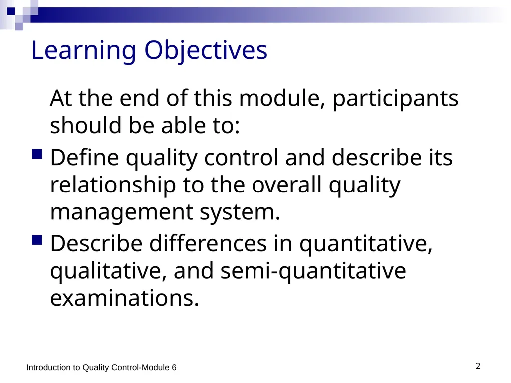 1 Process Control: Introduction to Quality Control - slide 2 of 10