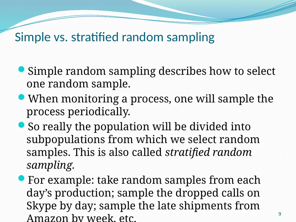 Sampling and Quality Control Uses of sampling in - slide 9 of 10