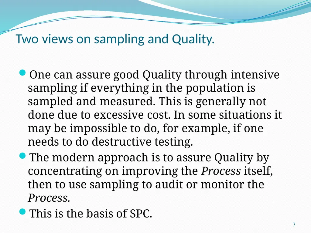 Sampling and Quality Control Uses of sampling in - slide 7 of 10