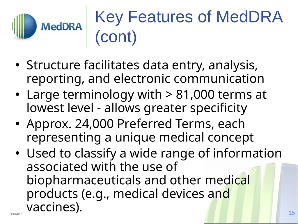 Data Quality, Coding, and MedDRA MedDRA was - slide 15 of 39