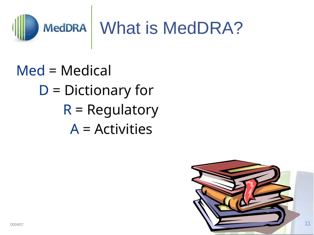 Data Quality, Coding, and MedDRA MedDRA was - slide 11 of 39