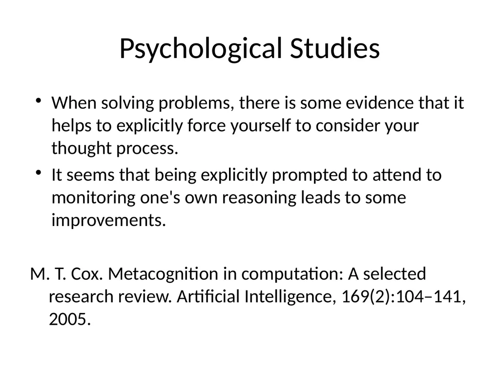 Metareasoning: An Overview of Select Systems - slide 7 of 51