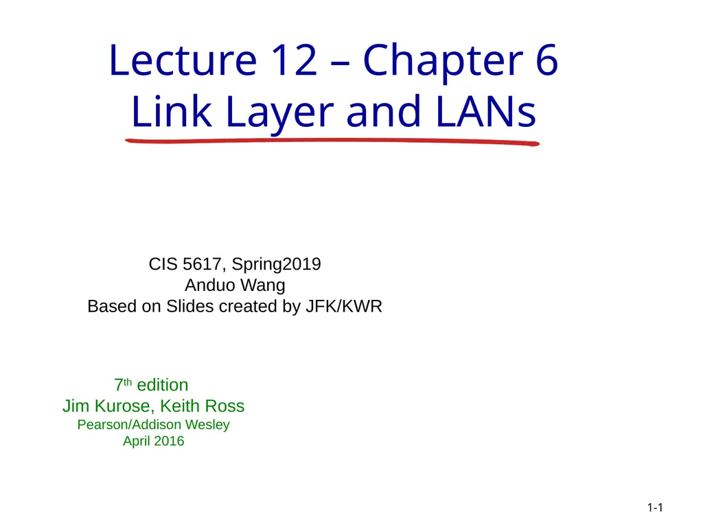 1-1 CIS 5617, Spring2019 Anduo Wang Based on - slide 1 of 54