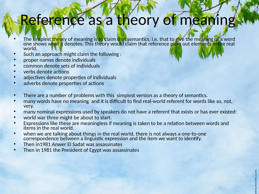 Meaning, Thought, and Reality Introduction How is - slide 18 of 37