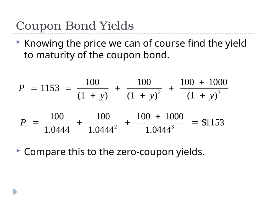 Valuing Bonds Bond Cash Flows, Prices, and Yields - slide 27 of 34