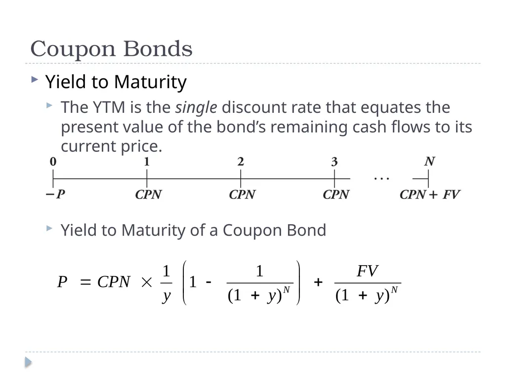 Valuing Bonds Bond Cash Flows, Prices, and Yields - slide 10 of 34