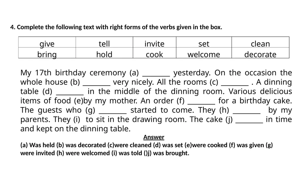 1. Fill in the blanks with the words from the - slide 4 of 12