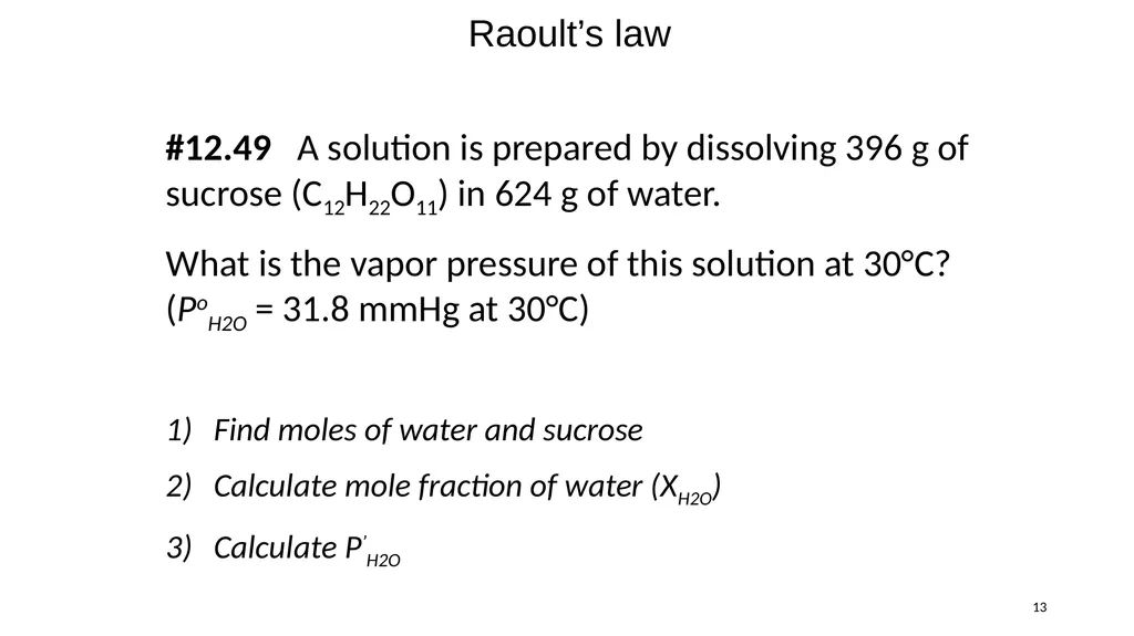 1 Remaining sections: colligative properties - slide 13 of 34