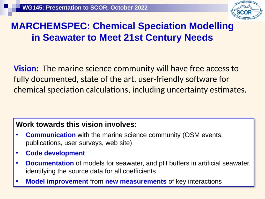 Vision: The marine science community will have - slide 1 of 4