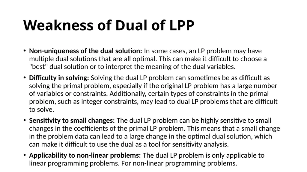 The Dual of the Linear Programing Problem The - slide 23 of 29