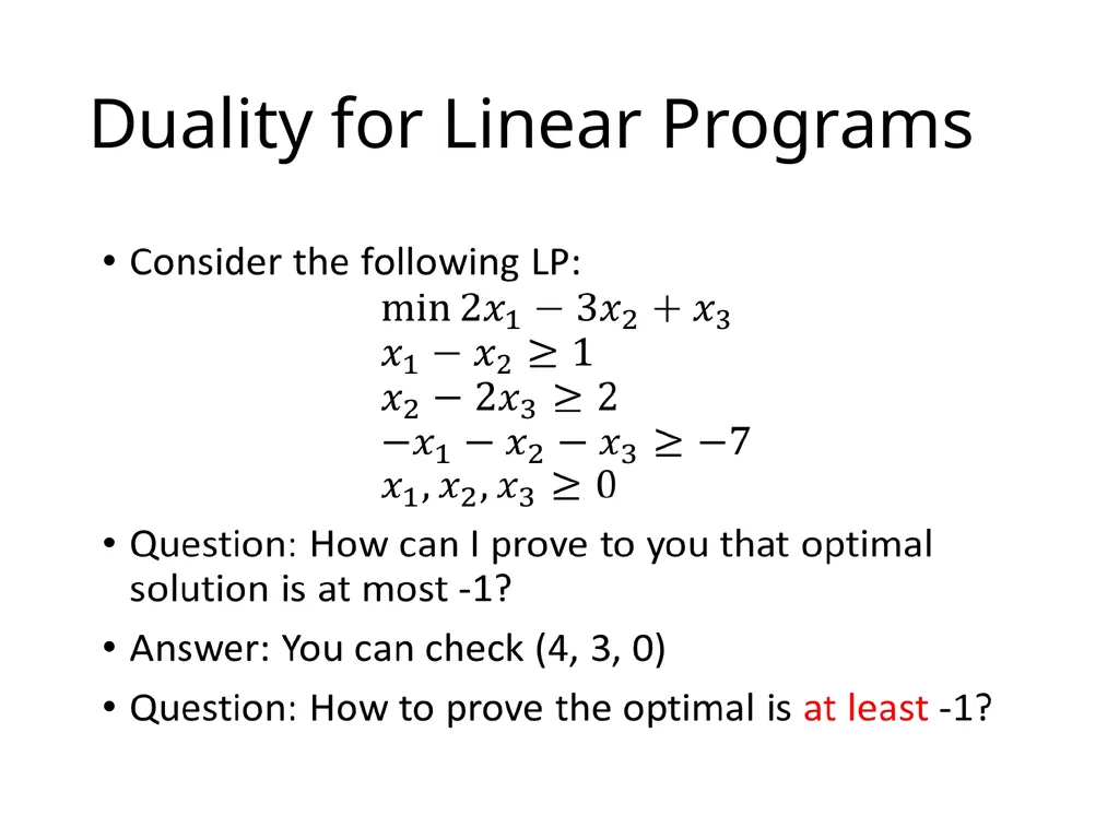 Lecture 16 Linear Program Duality Duality - slide 12 of 13
