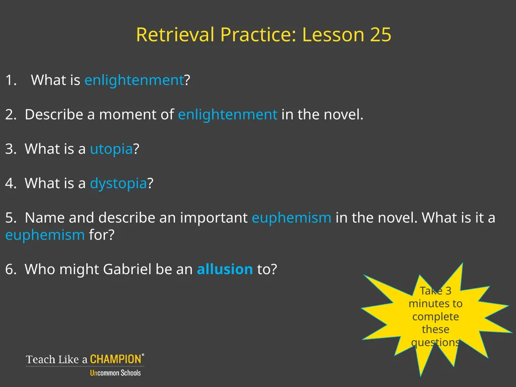 Retrieval Practice The Giver Retrieval Practice: - slide 12 of 13