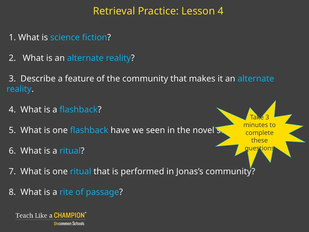 Retrieval Practice The Giver Retrieval Practice: - slide 2 of 13