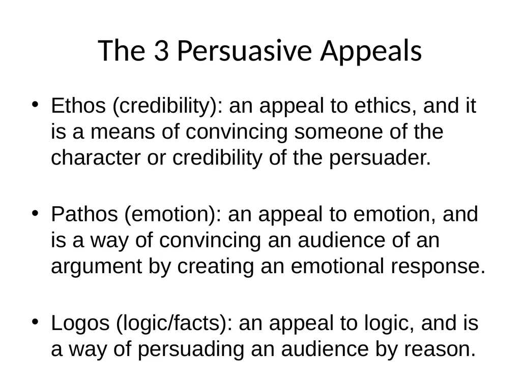 RHETORIC Ethos, Logos, Pathos This Lesson: Review: - slide 5 of 10