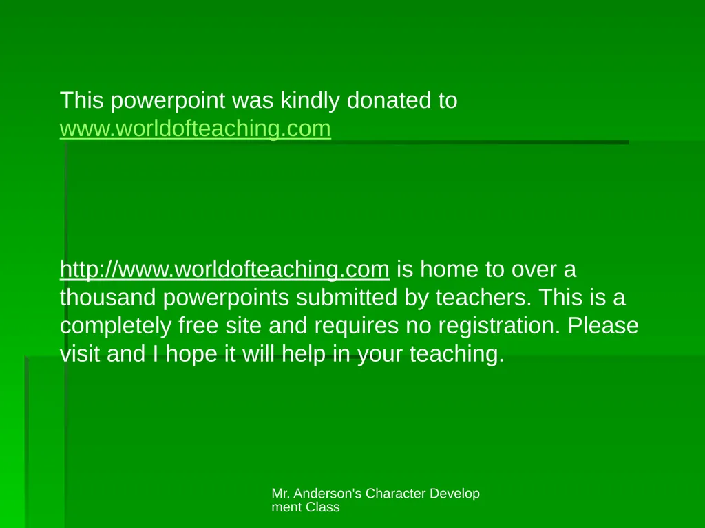 Mr. Anderson's Character Development Class - slide 15 of 15