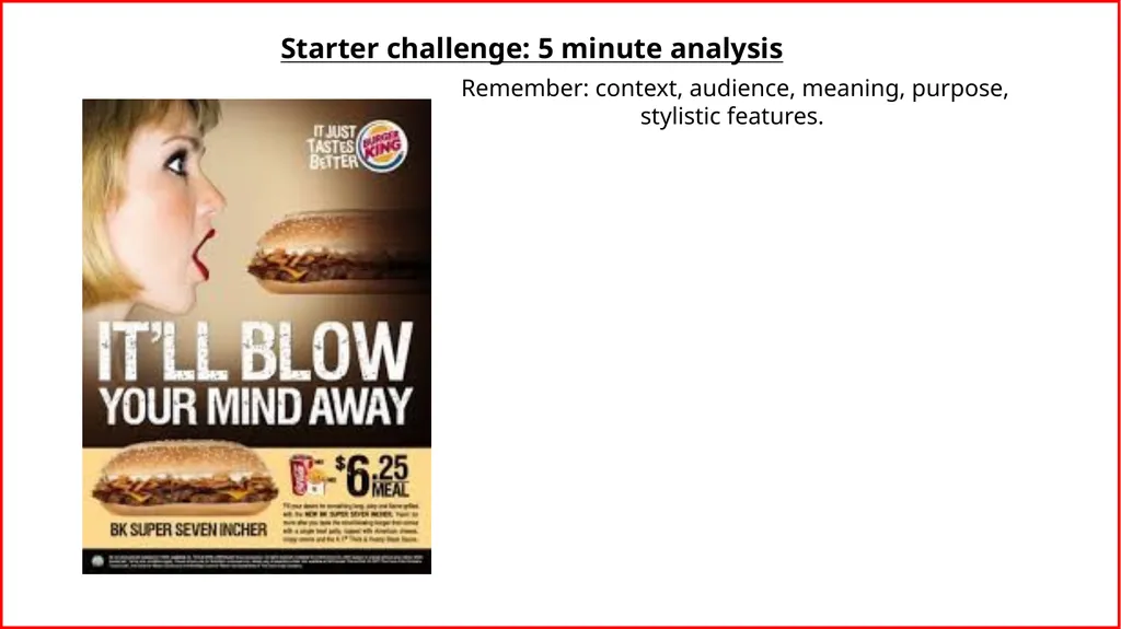 Starter challenge: 5 minute analysis Remember: - slide 1 of 7