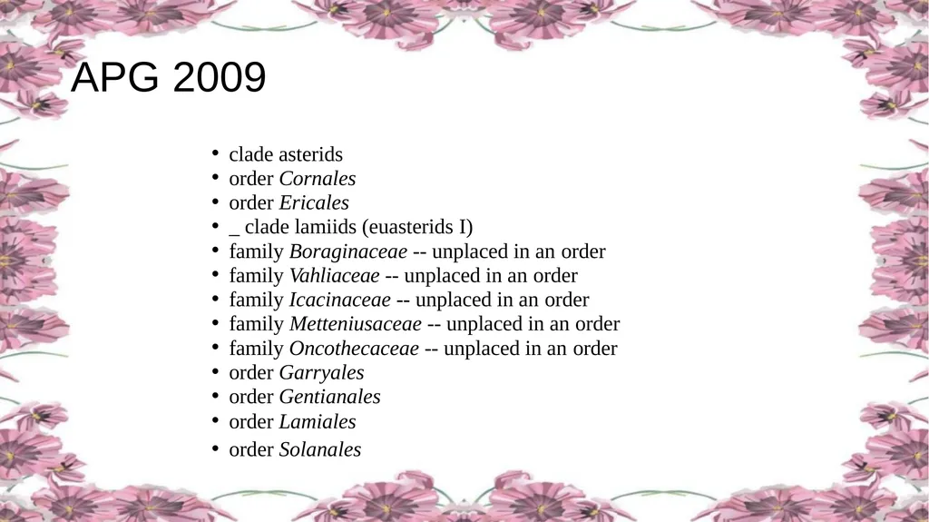 'Application of APG Classification System in - slide 29 of 42
