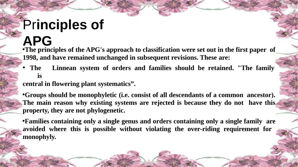 'Application of APG Classification System in - slide 12 of 42