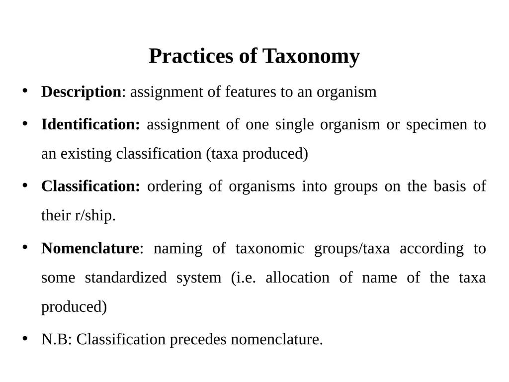 Principles of Taxonomy (Biol 3063) Unit 1. - slide 4 of 39