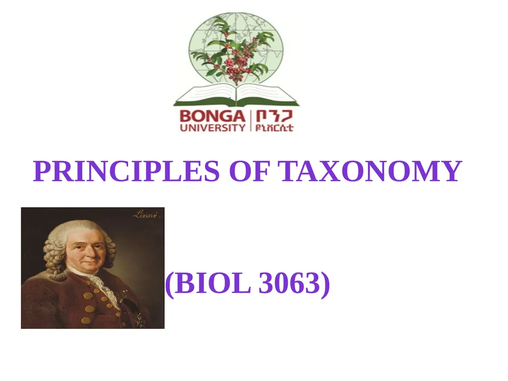 Principles of Taxonomy (Biol 3063) Unit 1. - slide 1 of 39