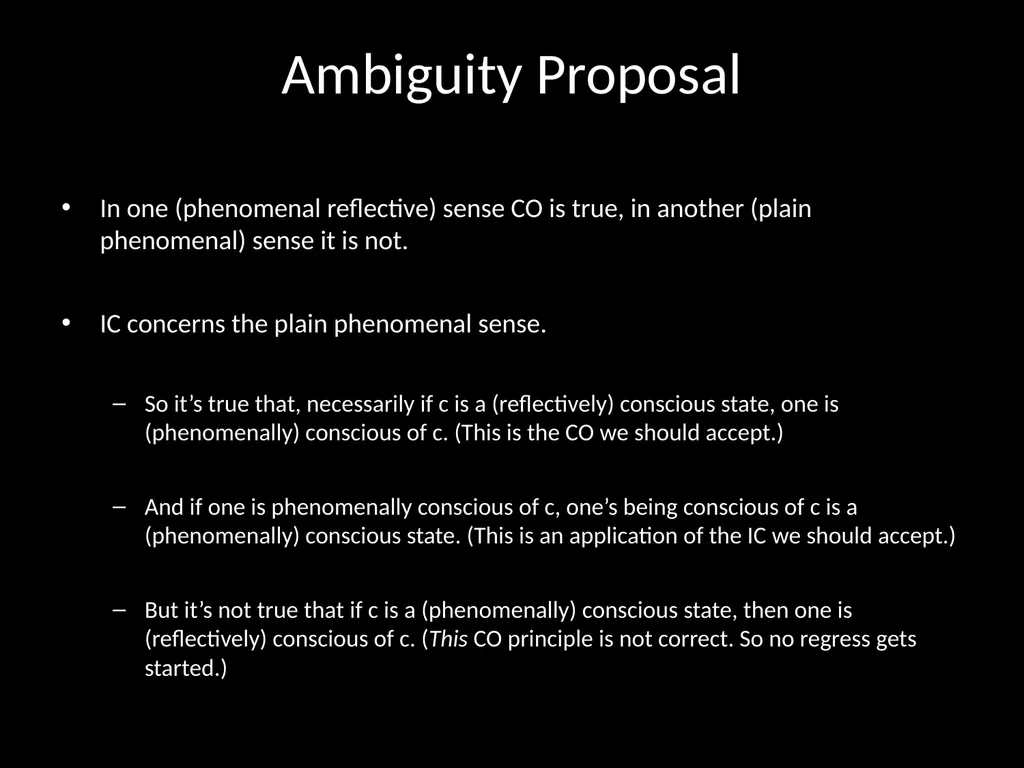 Consciousness, self-consciousness, and the regress - slide 19 of 37