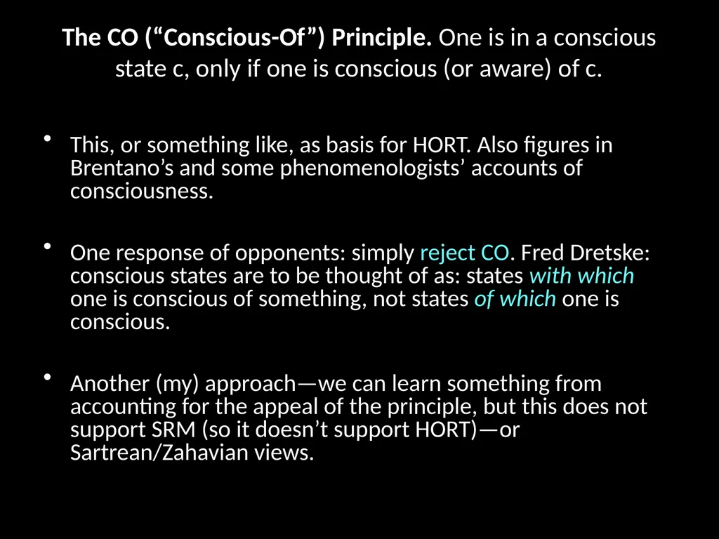 Consciousness, self-consciousness, and the regress - slide 6 of 37