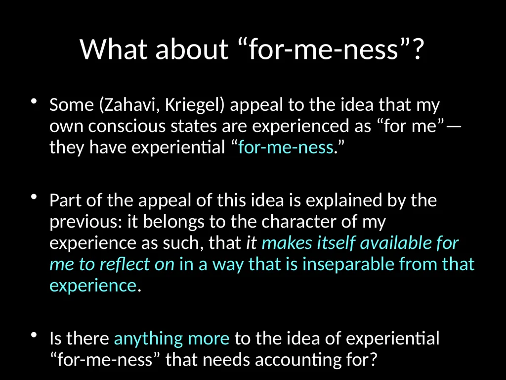 Consciousness, self-consciousness, and the regress - slide 33 of 37