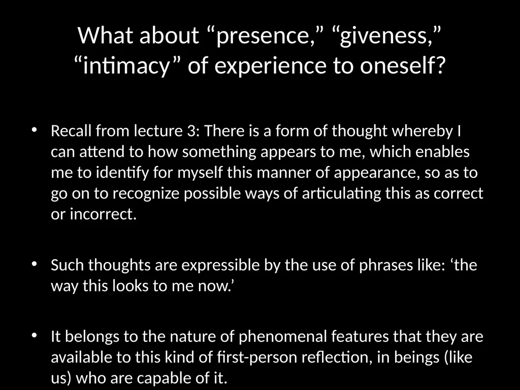 Consciousness, self-consciousness, and the regress - slide 28 of 37