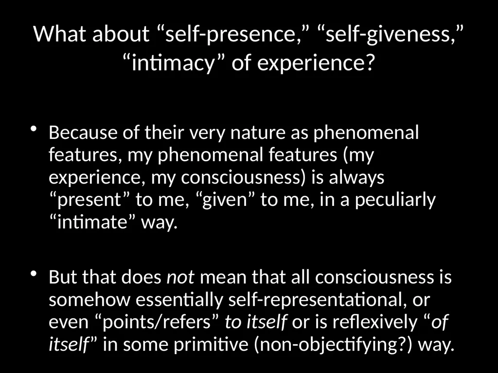 Consciousness, self-consciousness, and the regress - slide 31 of 37