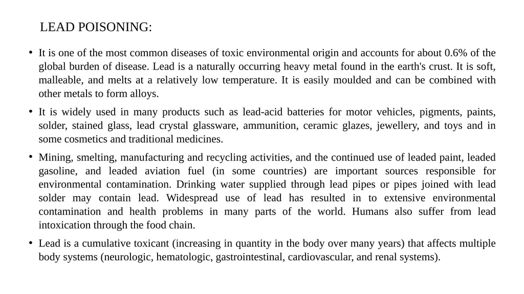 Heavy metal toxicity B.Pharm. Sixth Sem. BP602T - slide 2 of 6