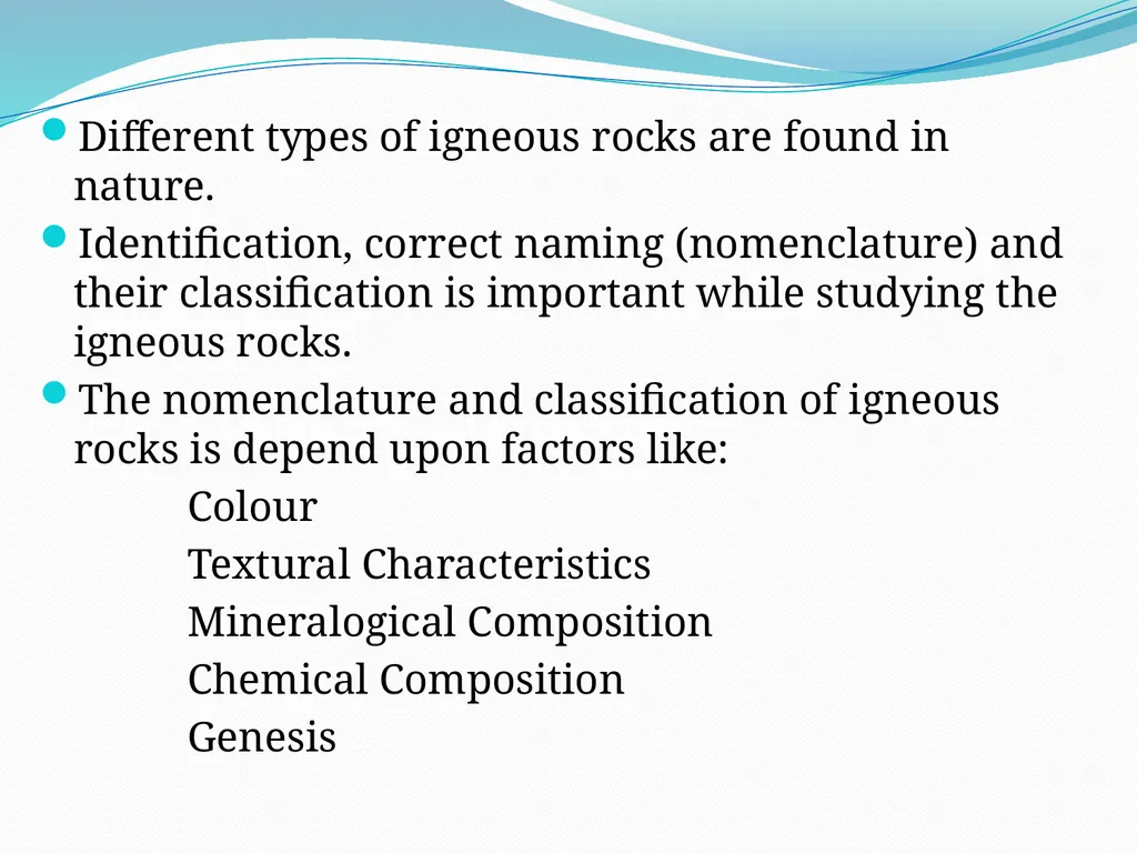 IGNEOUS ROCKS Classification and Nomenclature - slide 2 of 21