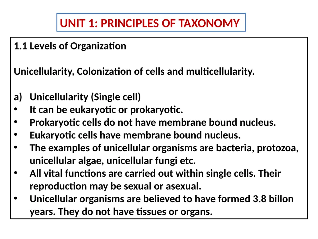 TAXONOMY OF INVERTEBRATES UNIT 1: PRINCIPLES OF - slide 2 of 38