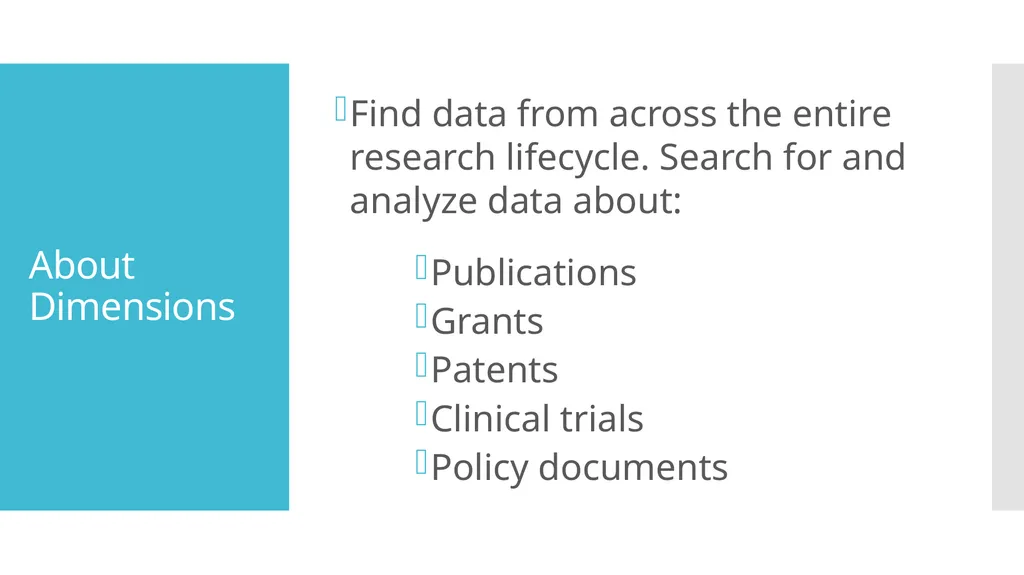 Dimensions Boston University Libraries, Fall 2019 - slide 2 of 7
