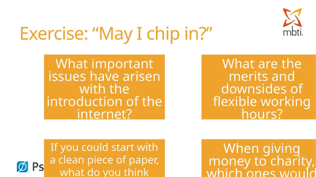Exercise: “May I Chip In?” Pick up five ‘talk - slide 2 of 4