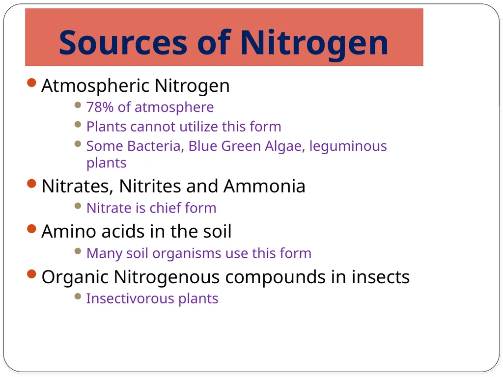 Nitrogen Fixation Role of Nitrogen in Plants Major - slide 3 of 32