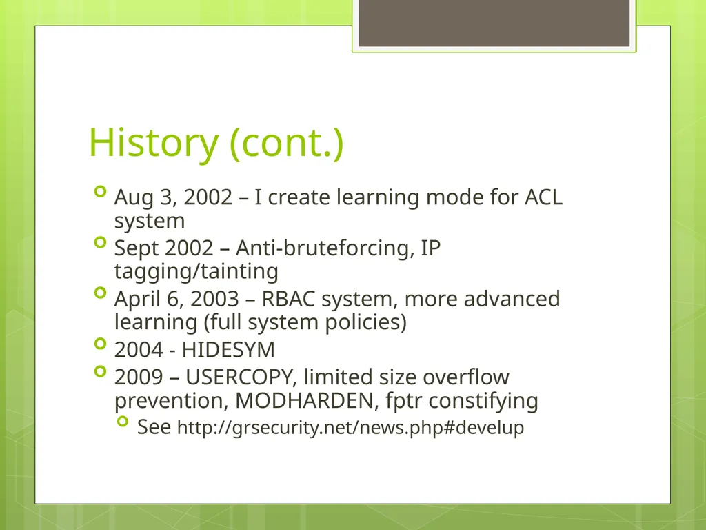 The Case For Brad Spengler Open Source Security, - slide 7 of 26