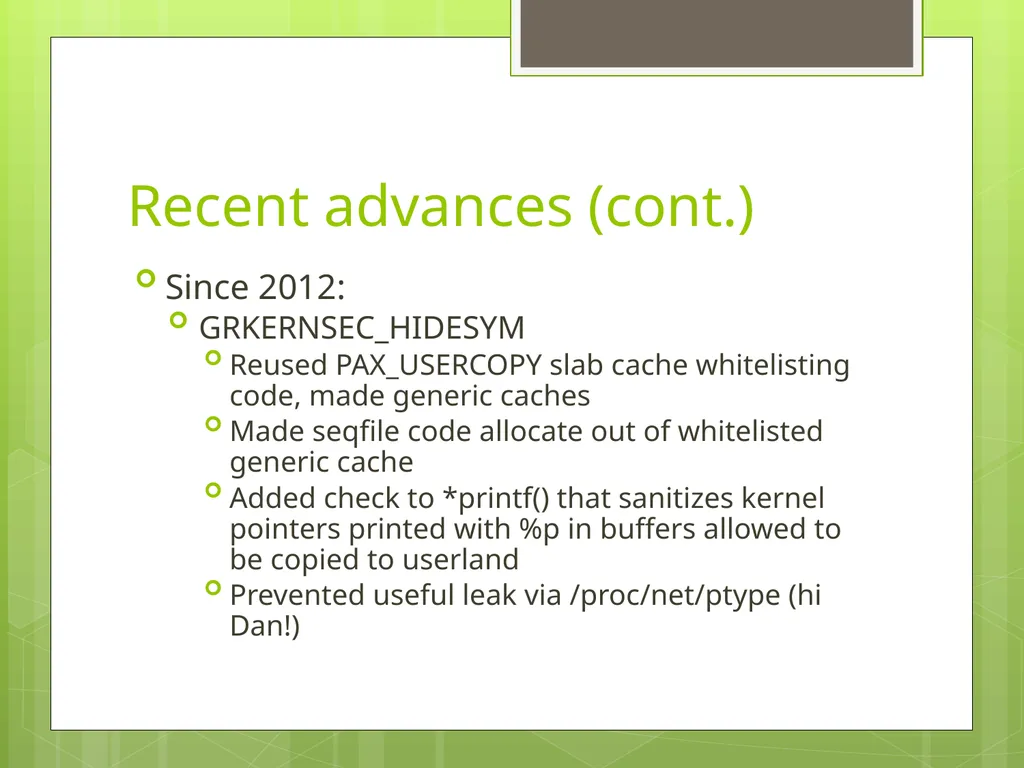 The Case For Brad Spengler Open Source Security, - slide 19 of 26
