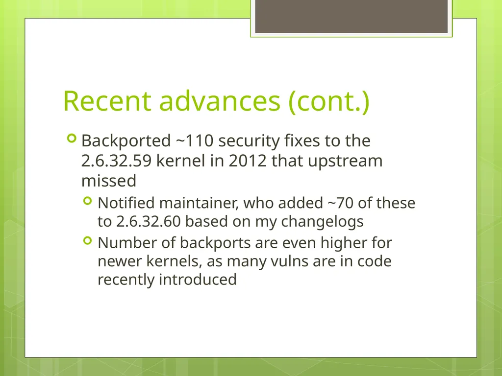 The Case For Brad Spengler Open Source Security, - slide 20 of 26