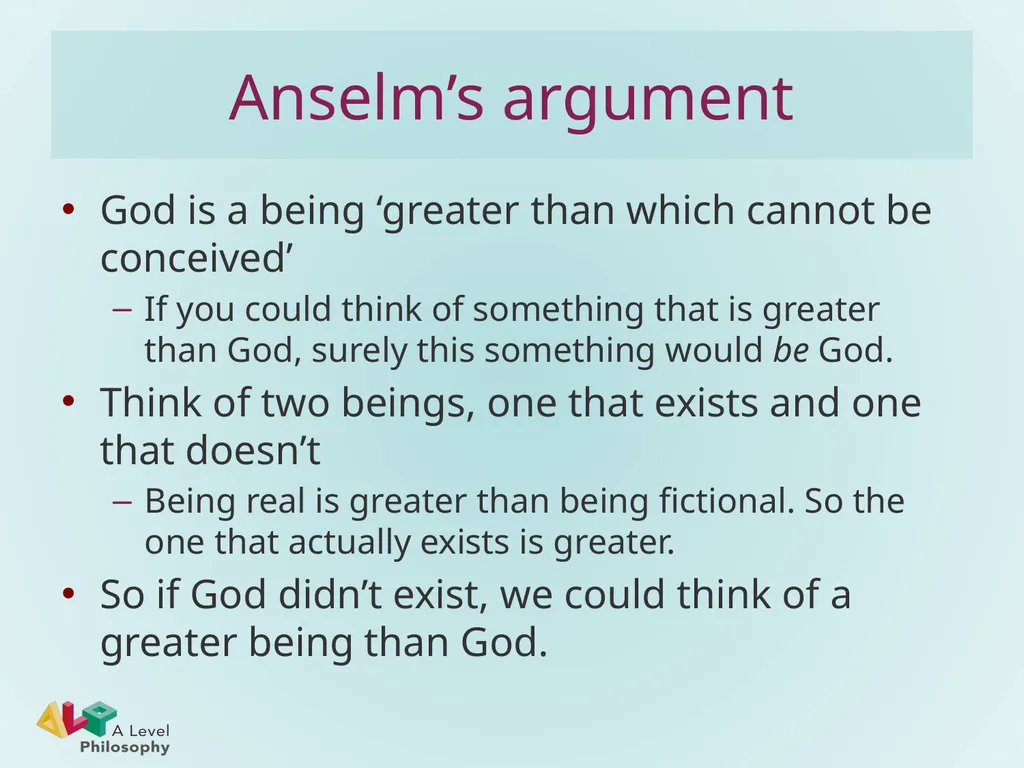Kant’s objection to ontological arguments Michael - slide 2 of 7