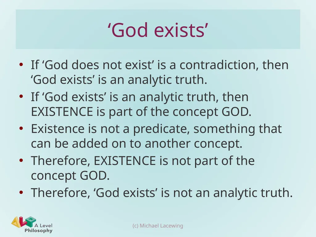 Kant’s objection to ontological arguments Michael - slide 6 of 7