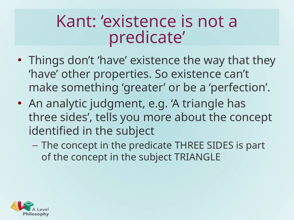 Kant’s objection to ontological arguments Michael - slide 4 of 7