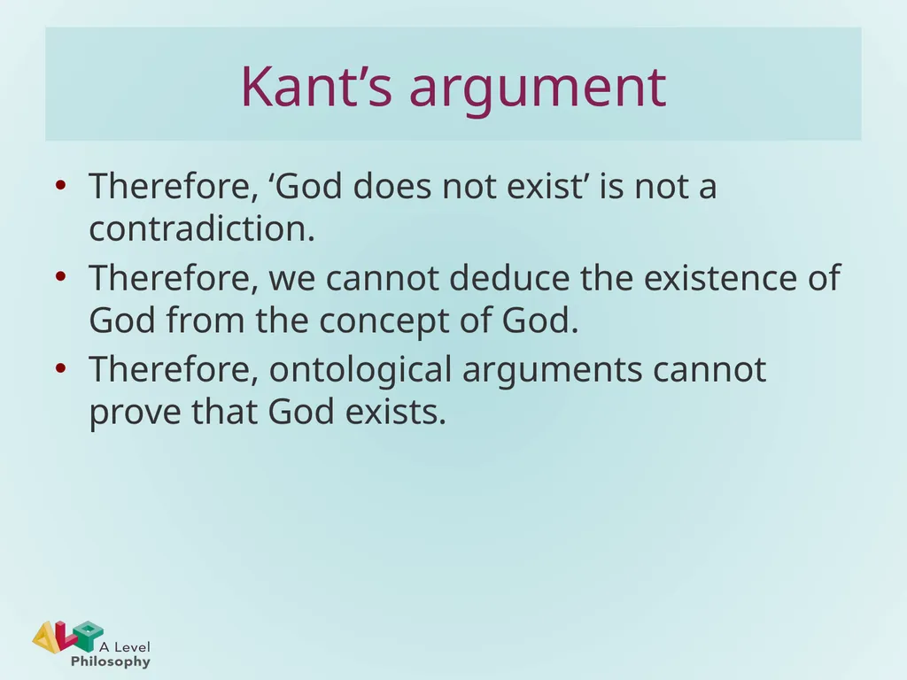Kant’s objection to ontological arguments Michael - slide 7 of 7